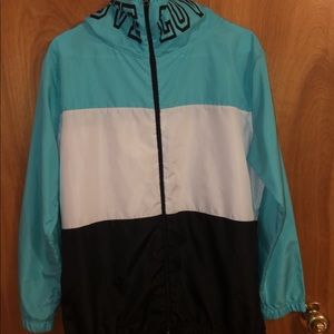 Blue, White, and Black Jacket